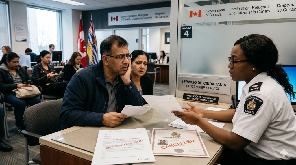 people in a immigration office